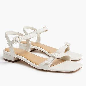 J. Crew Factory Textured Ankle Strap Block Sandals in Ivory Lizard Size 6 spring